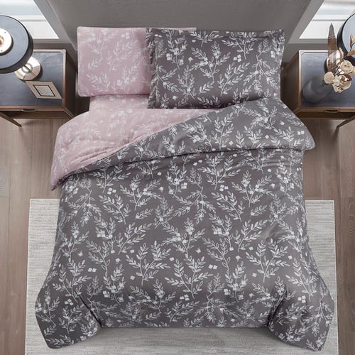 مفرش صيفي مفرد ونص 4 قطع - ليتون - رمادي غامق - لح...