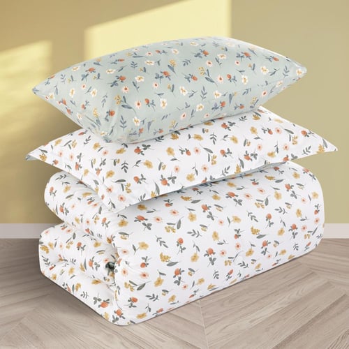 مفرش صيفي مفرد ونص 4 قطع - اليساندرا - ابيض - رماد...