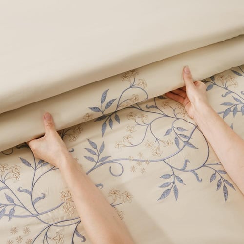 مفرش قطن مطرز حشوة متحركة صيفي مزدوج 9 قطع - لينوف...