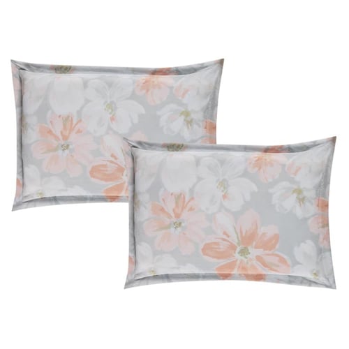 مفرش شتوي مزدوج مخمل 6 قطع - هيذر - رصاصي - خوخي