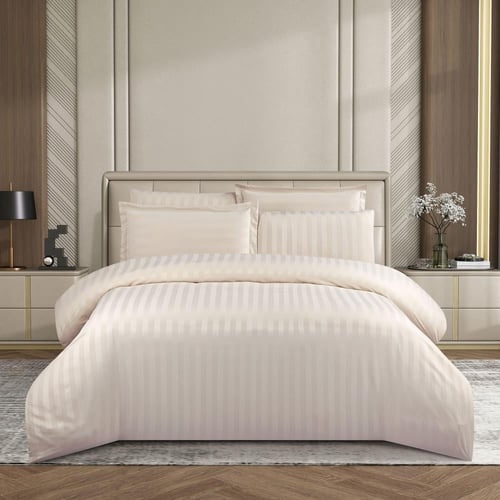 مفرش فندقي مقاس كوين 6 قطع - توسكانا - بيج