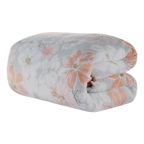 مفرش شتوي مزدوج مخمل 6 قطع - هيذر - رصاصي - خوخي