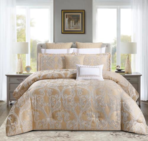 مفرش صيفي فاخر مزدوج جاكار مطرز 12 قطعة – كاسيانا...