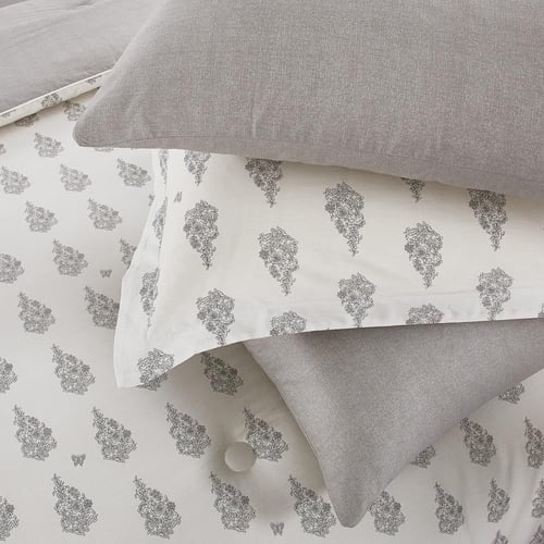 مفرش قطن صيفي مزدوج 8 قطع - زافيرا - كريمي - رمادي