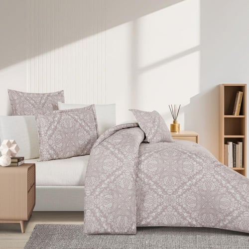 مفرش قطن صيفي مزدوج 8 قطع - زافيرا -رمادي - سكري