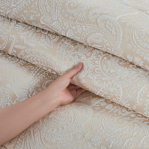 مفرش صيفي فاخر مزدوج جاكار مطرز 12 قطعة – لوتشيني...