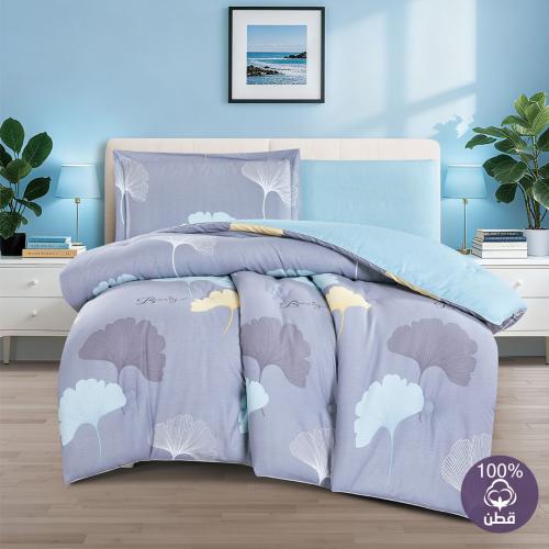 مفرش قطن صيفي مفرد ونص 4 قطع - فاليريا -رمادي - سم...