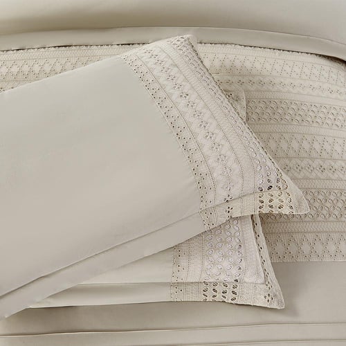 مفرش صيفي مزدوج مطرز مزين بالدانتيل 7 قطع - غوينيف...