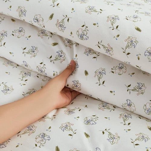 مفرش صيفي مفرد ونص 4 قطع - ليتون - أبيض - لحمي