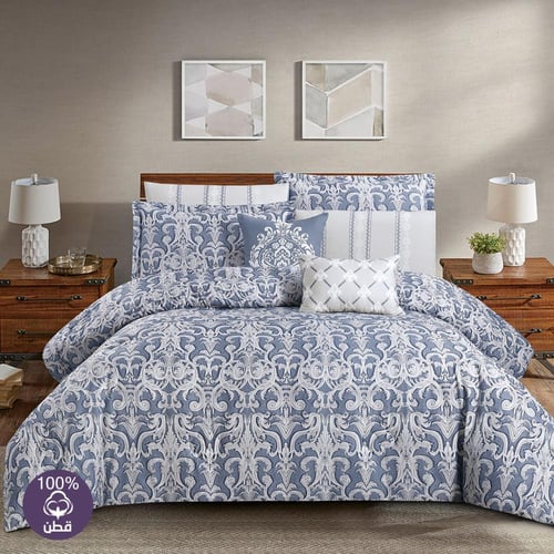 مفرش قطن عالي النعومة مزدوج 300 غرزه 8 قطع - ايليو...