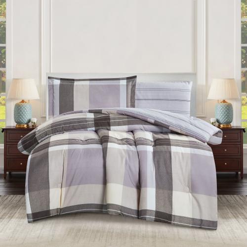 مفرش صيفي مفرد ونص 4 قطع - ليتون - رمادي - بيج -رص...