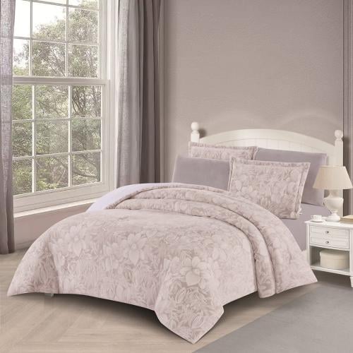 مفرش شتوي مخمل فرو مفرد ونص 4 قطع - موريل - رصاصي