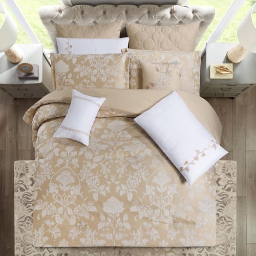 مفرش صيفي فاخر مزدوج جاكار مطرز 12 قطعة – كاسيانا...