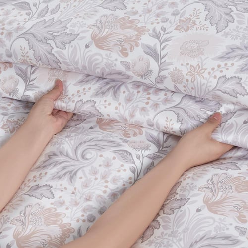 مفرش صيفي مقاس كوين وجهين ٧ قطع - فيفيا - ابيض - ر...