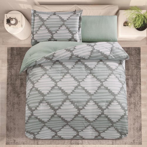 مفرش صيفي مفرد ونص 4 قطع - ليتون -رصاصي - اخضر فات...