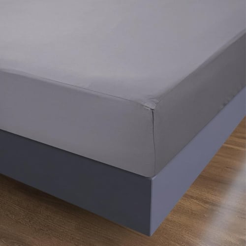 شرشف قطن مقاس كوين 3 قطع -رمادي