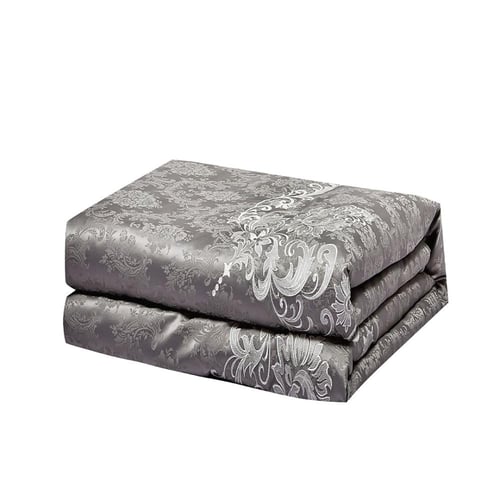 مفرش صيفي مزدوج جاكار مطرز 7 قطع - نيرفانا - رمادي