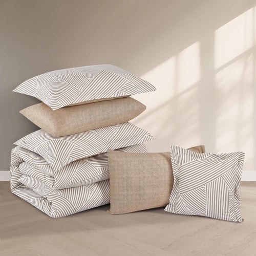 مفرش قطن صيفي مزدوج 8 قطع - زافيرا - كريمي - بيج غ...