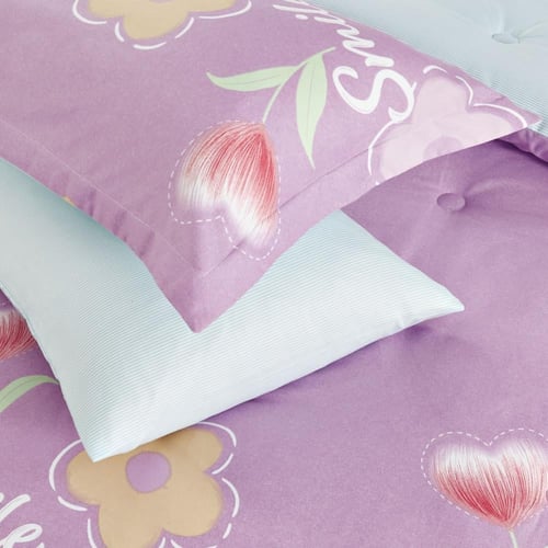 مفرش صيفي مفرد ونص 4 قطع - اطفال - موف - سماوي