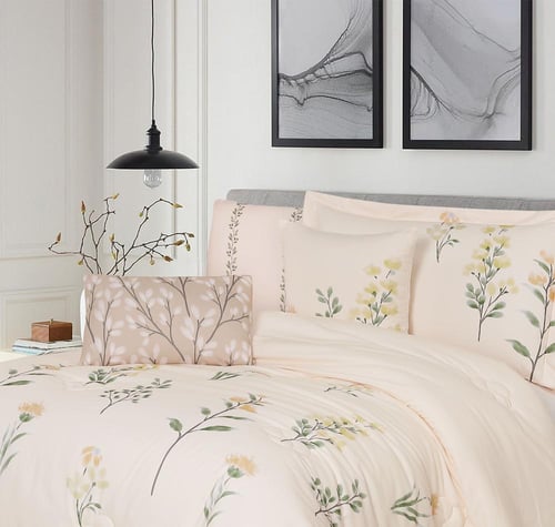 مفرش صيفي مفرد ونص 8 قطع - مارجو -كريمي غامق