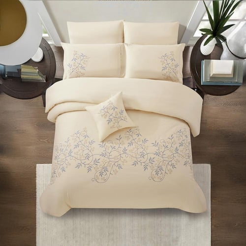 مفرش قطن مطرز حشوة متحركة صيفي مزدوج 9 قطع - لينوف...