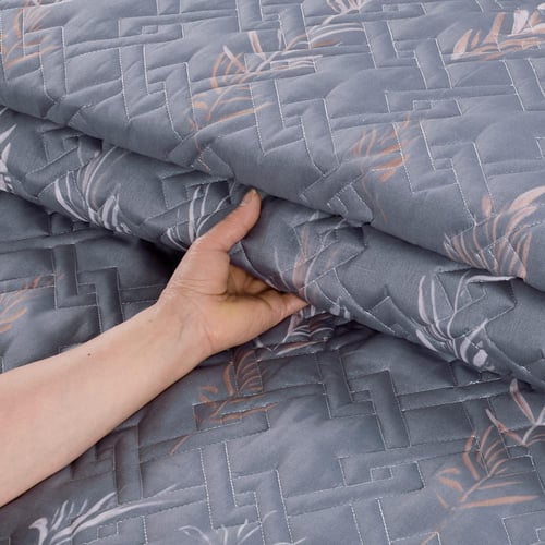 مفرش صيفي مزدوج حشوة مضغوطه 6 قطع - لونيا- رمادي غ...