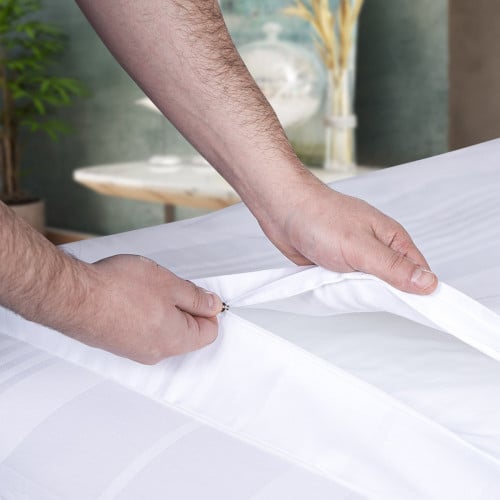 بيت لحاف مقاس كوين فندقي قطن 4 قطع - ابيض