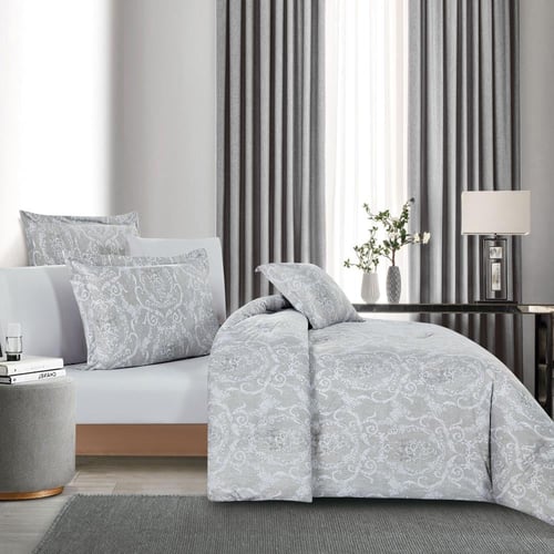 مفرش صيفي مفرد ونص وجهين 4 قطع - سيلون -رمادي - رص...