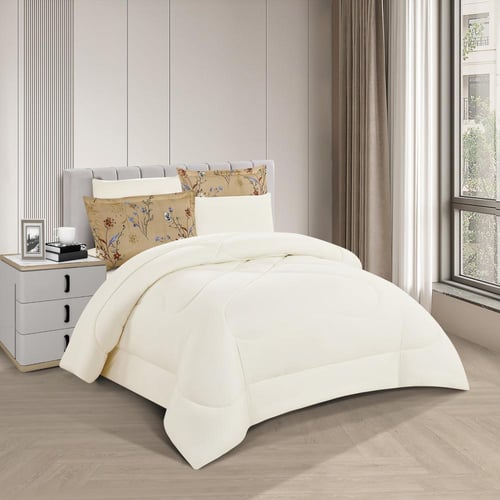 مفرش صيفي مفرد ونص 4 قطع - غاردينا -بني - كريمي