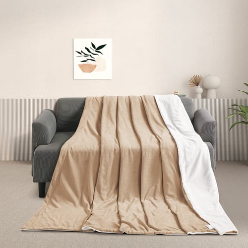 بطانية مخمل وفرو ماريو 200 × 230 - بيج