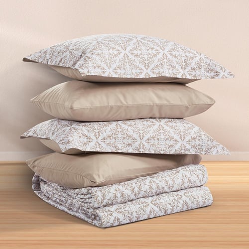 مفرش صيفي مزدوج حشوة مضغوطه 6 قطع - لونيا - ابيض -...