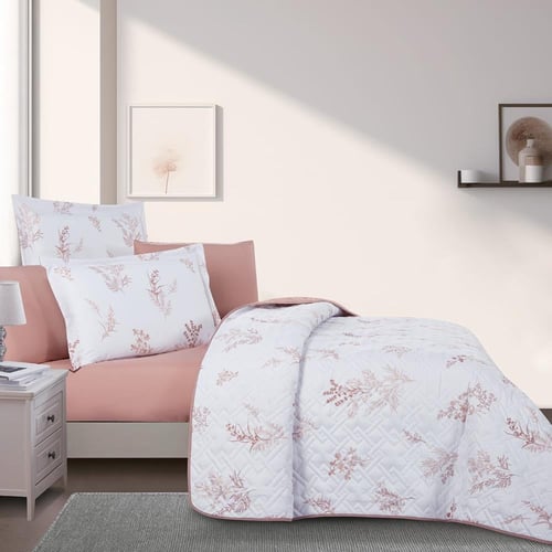 مفرش صيفي مزدوج حشوة مضغوطه 6 قطع - لونيا- ابيض -...