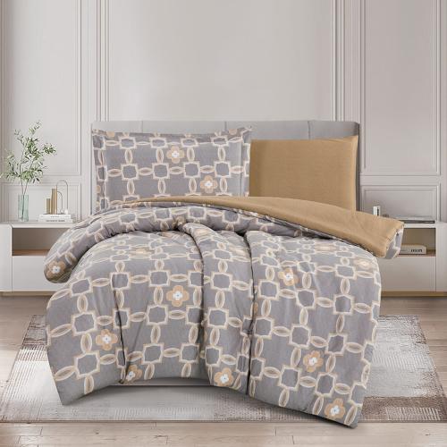 مفرش قطن صيفي مفرد ونص 4 قطع - فاليريا - رمادي - ب...