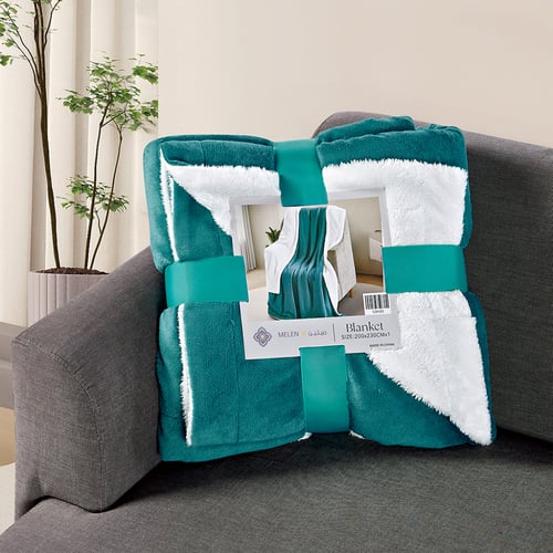 بطانية مخمل وفرو ماريو 200 × 230 - تركوازي