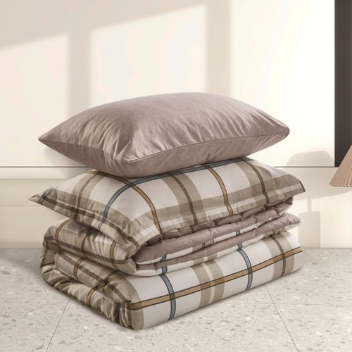 مفرش صيفي مفرد ونص 4 قطع - ليتون - بيج - بيج غامق