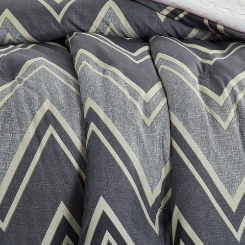 مفرش صيفي مفرد ونص 4 قطع - ليتون - رمادي غامق - أب...