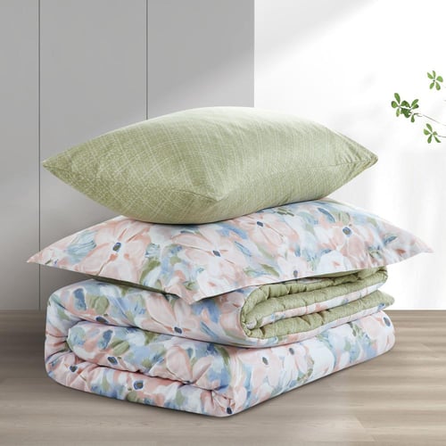 مفرش صيفي مفرد ونص 4 قطع - ليتون -زهري - اخضر