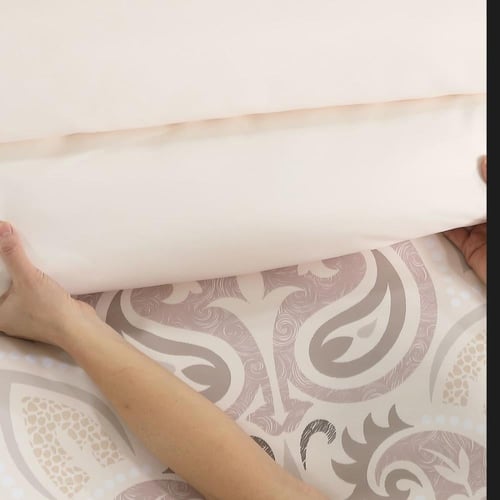 مفرش صيفي مقاس كوين 12 قطعة - كلاريس - كريمي غامق