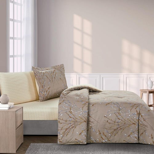 مفرش قطن صيفي مفرد ونص 4 قطع - فاليريا - بني - كري...