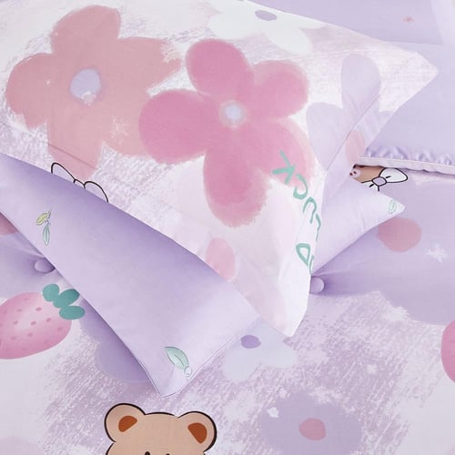 مفرش قطن صيفي مفرد ونص 4 قطع - فاليريا -زهري - موف