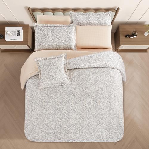 مفرش قطن صيفي مزدوج 8 قطع - زافيرا -اف وايت - بيج