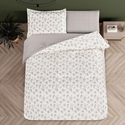 مفرش قطن صيفي مفرد ونص ٤ قطع - نولين -كريمي - رماد...