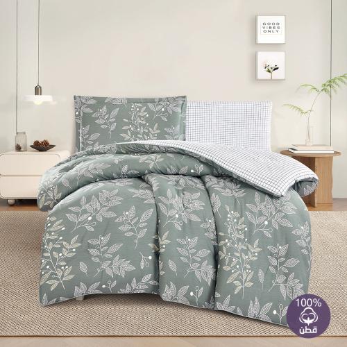 مفرش قطن صيفي مفرد ونص 4 قطع - فاليريا -رمادي غامق...