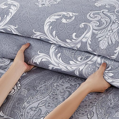 مفرش قطن صيفي مزدوج 8 قطع - افاليون -رمادي - رصاصي