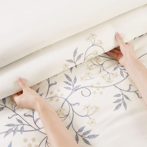 مفرش قطن مطرز حشوة متحركة صيفي مزدوج 9 قطع - لينوف...