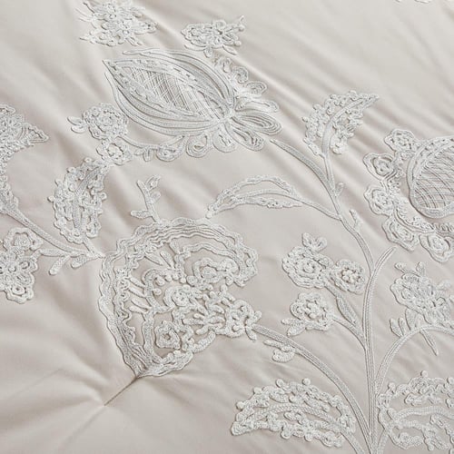 مفرش صيفي مزدوج مطرز فاخر 12 قطعة - ليوني - بيج فا...