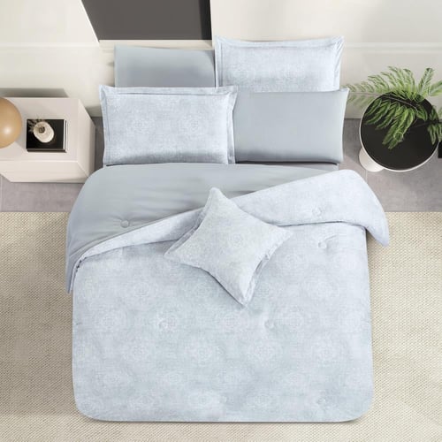 مفرش صيفي مفرد ونص وجهين 4 قطع - سيلون -رصاصي - رم...