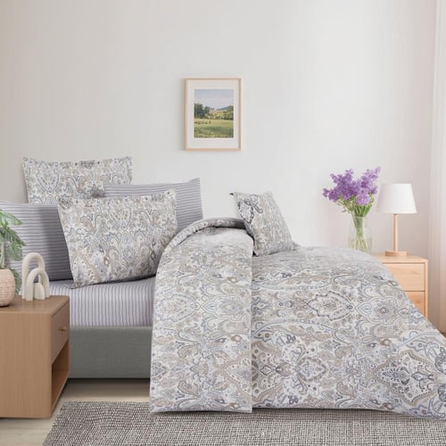 مفرش قطن صيفي مزدوج 8 قطع - افاليون -بيج فاتح - رص...