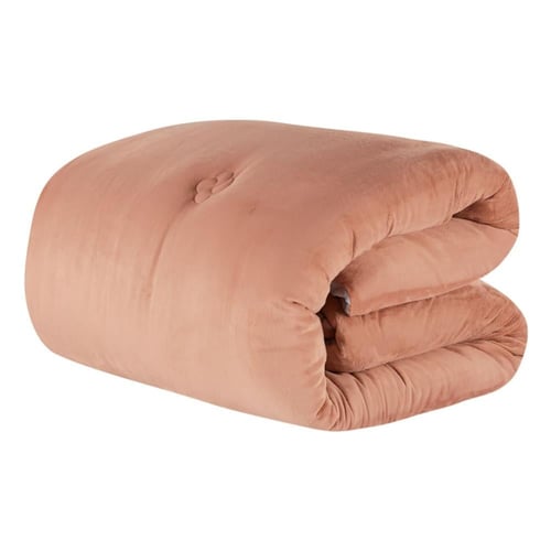 مفرش شتوي مزدوج مخمل 6 قطع - هيذر - رصاصي - خوخي