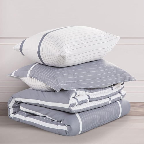 مفرش قطن صيفي مفرد ونص 4 قطع - فاليريا - رمادي - ا...